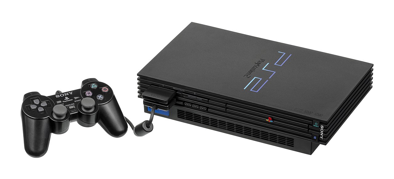 imagem de um PlayStation 2, lançado em 2000, o console mais vendido da história.